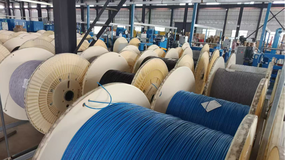 A close-up showing the markings on a cable and the different types of connectors used